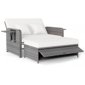 Polirataninis saulės gultas su reguliuojamu atlošu ir išlankstoma šonine lentyna